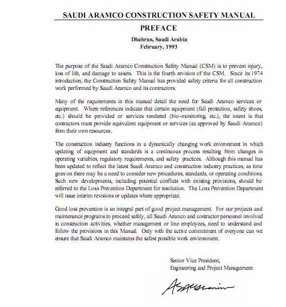 Saudi Armaco Construction Safety Manual SACSM