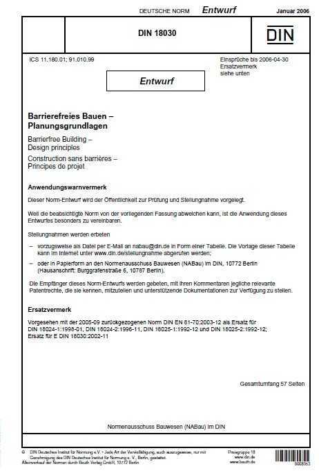 DIN 18030-2006 Entwurf Barrierefreies Bauen-Planungsgrundlagen