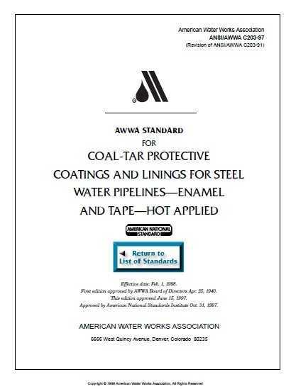 AWWA C203-1997 Coal-Tar Protective Coatings and Linings for Steel Water Pipelines C Enamel and Tape