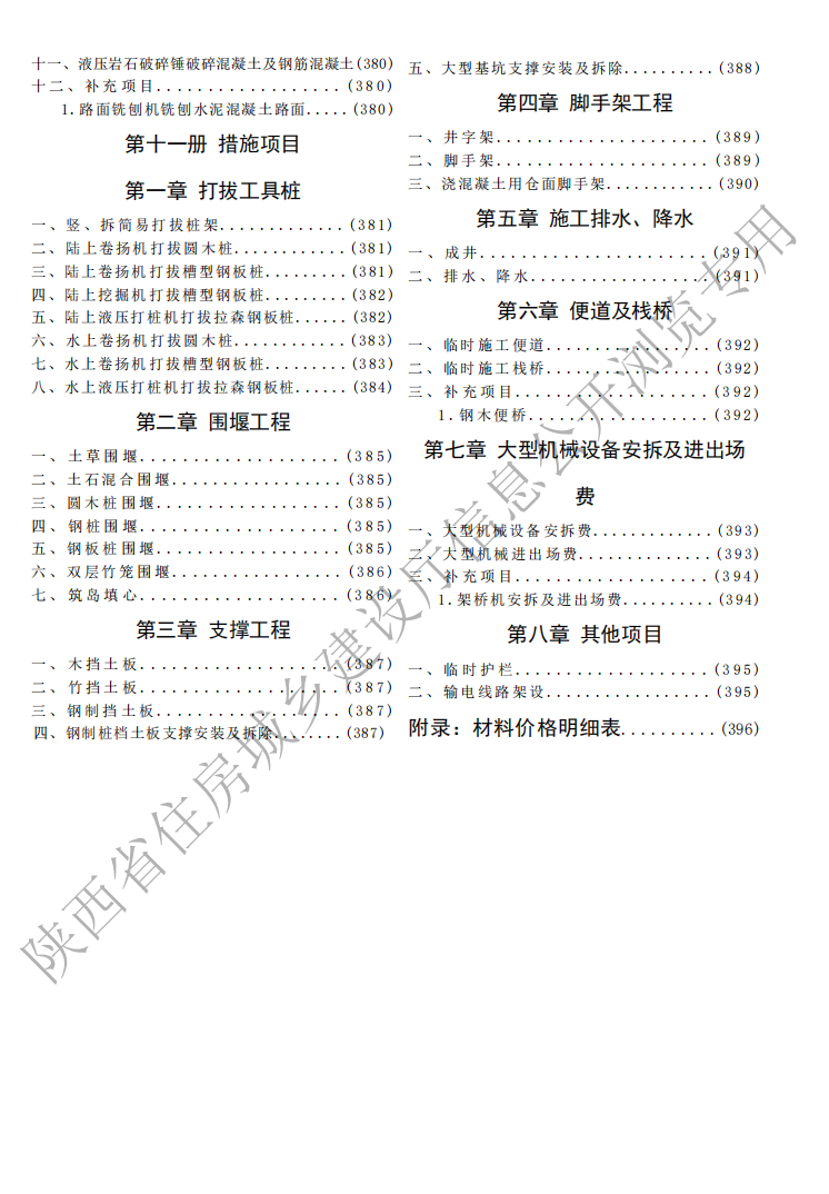 2025版陕西省市政工程基价表