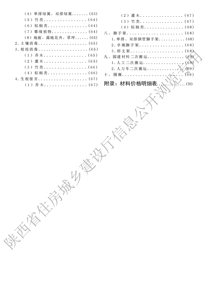 2025版陕西省园林绿化工程基价表