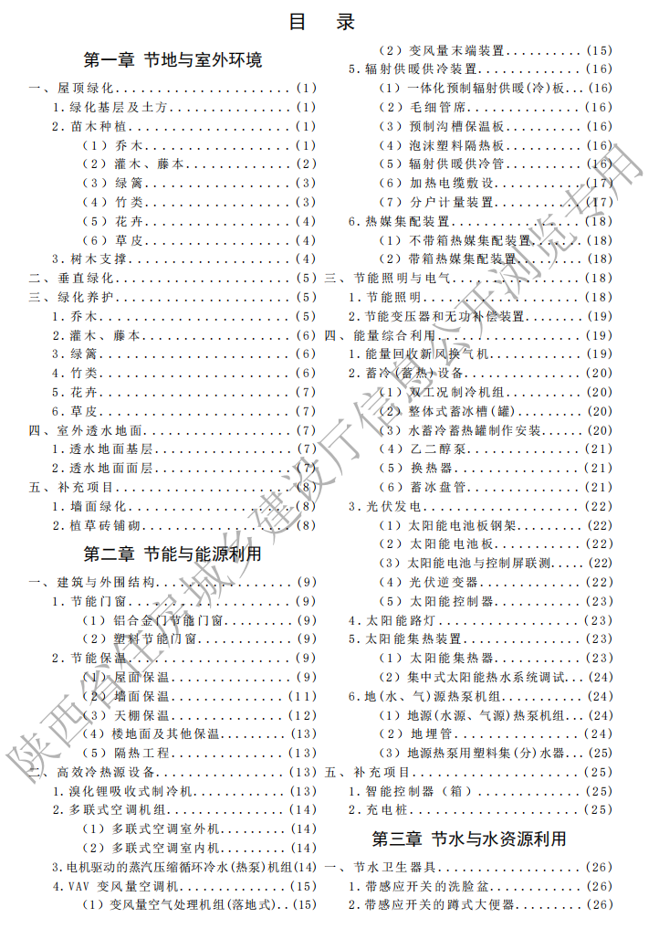 2025版陕西省绿色建筑工程基价表